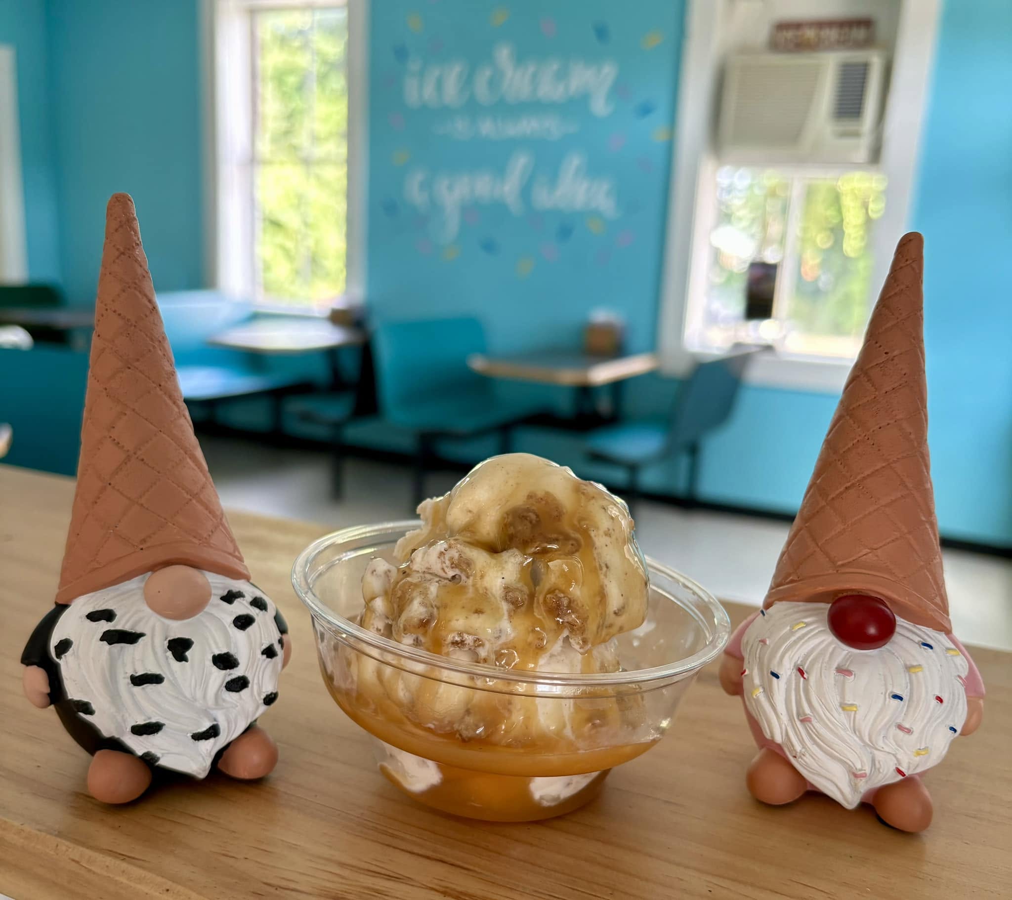 Sundae with caramel and cookie mix-ins