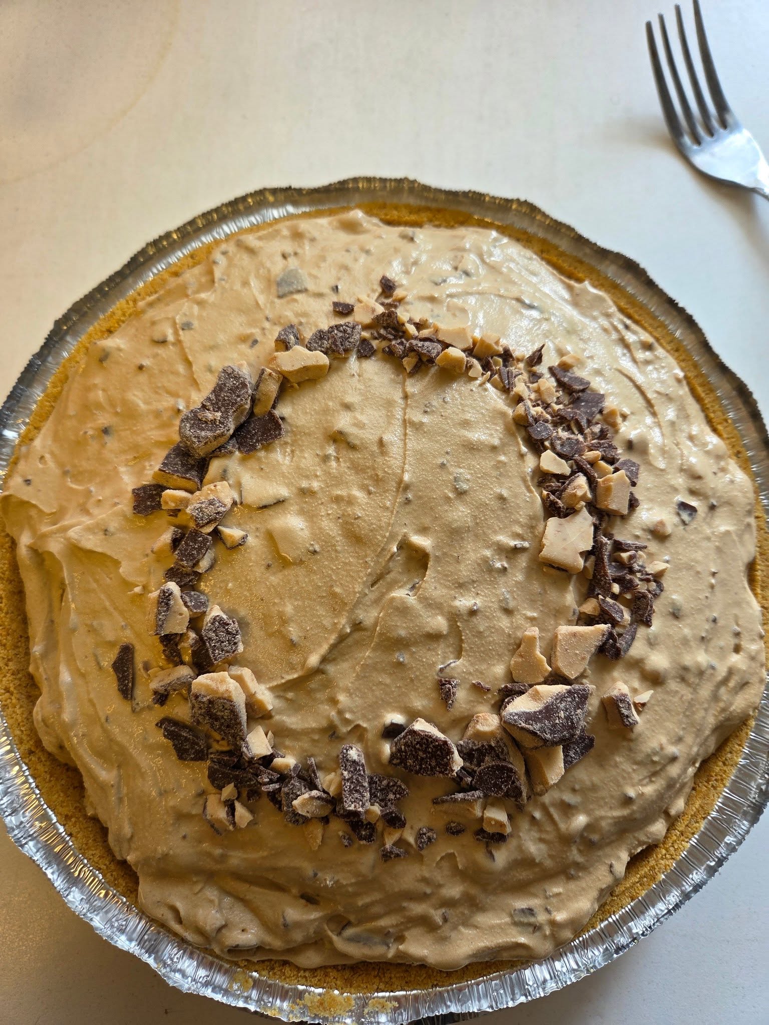 Homemade peanut butter cup pie